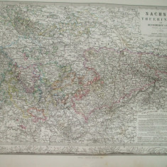 Harta Saxonia, Turingia Gotha Justus Perthes 1867 de C. Vogel