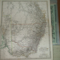 Harta Sud - estul Australiei Gotha Justus Perthes 1866 de A. Petermann