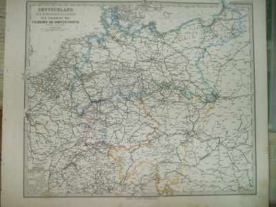 Harta Germania Gotha Justus Perthes 1867 de C. Vogel foto