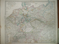 Harta Germania Gotha Justus Perthes 1866 de H. Berghaus foto