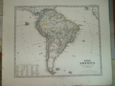 Harta America de Sud Gotha Justus Perthes 1867 de F. von Stulpnagel foto