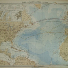 Harta Atlanticul de Nord Gotha Justus Perthes 1868 de H. Berghaus