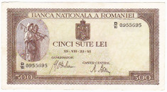 Bancnota 500 lei 22 iunie 1941,filigran orizontal,XF foto