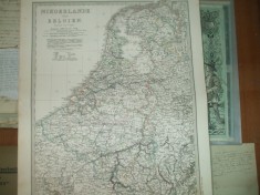 Harta Olanda si Belgia Gotha Justus Perthes 1866 de C. Vogel foto
