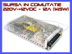 SURSA ALIMENTARE - ALIMENTATOR IN COMUTATIE 220V-12V - 12A AMPERI A 145W foto