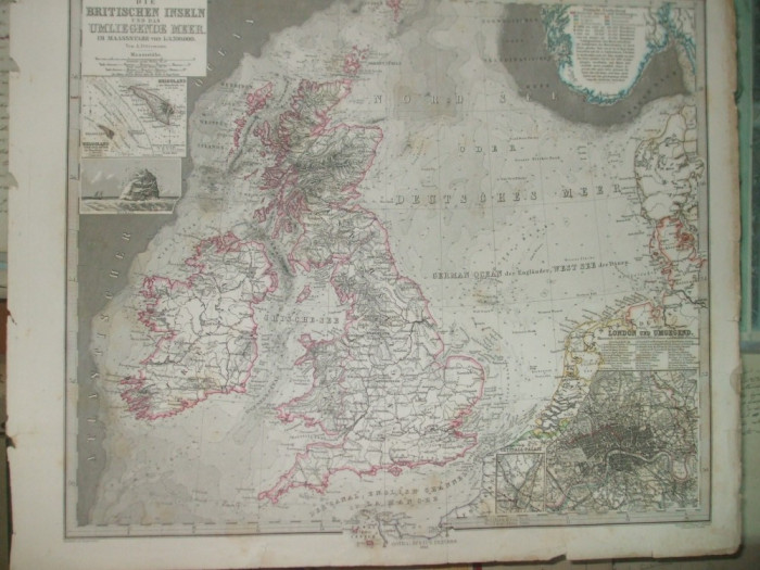 Harta Insulele Britanice Gotha Justus Perthes 1866 de A. Petermann