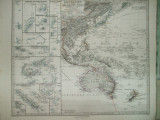 Harta Polynesia si Oceanul Pacific Gotha Justus Perthes 1868 de E. Debes