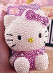 Husa IPHONE 4 , 4S Hello Kitty Handmade. MODEL UNIC IN ROMANIA. Cea mai noua aparitie! -30% REDUCERE foto