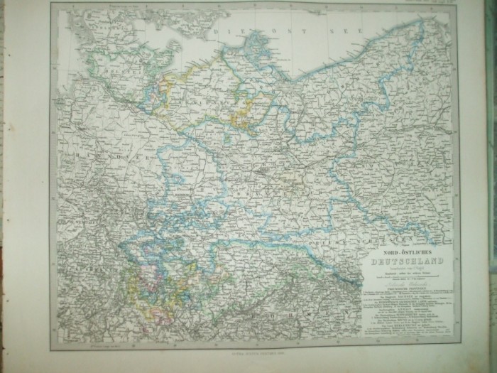 Harta Germania de Nord - est Gotha Justus Perthes 1866 de C. Vogel