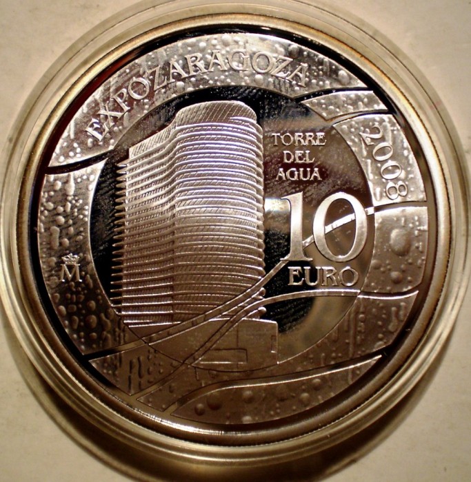 5.297 SPANIA CARLOS I EXPO ZARAGOZA 10 EURO 2008 PROOF ARGINT 26,9g