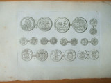 Gravura circa 1820 monede Romania Transilvania