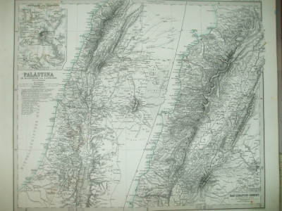 Harta Palestina Gotha Justus Perthes 1868 de A. Petermann foto