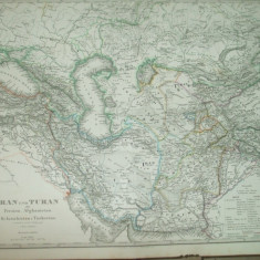 Harta Iran Persia Afganistan Belucistan si Turchistan Gotha Justus Perthes 1867 F. V. Stulpnagel