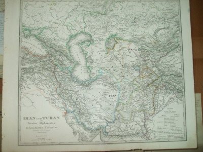 Harta Iran Persia Afganistan Belucistan si Turchistan Gotha Justus Perthes 1867 F. V. Stulpnagel foto