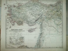 Harta Asia Mica si Siria Armenia Kurdistan si Mesopotamia Gotha Justus Perthes 1868 de A. Petermann foto