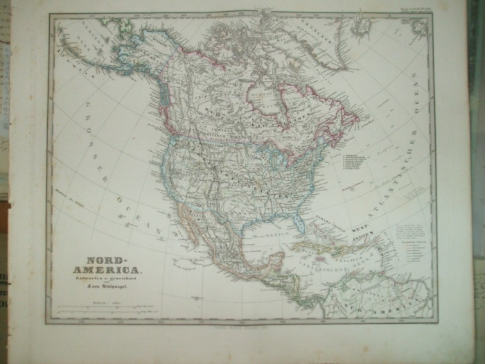 Harta America de Nord Gotha Justus Perthes 1867 de F. Von Stulpnagel