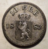 E.009 NORVEGIA 10 ORE 1883 XF ARGINT, Europa