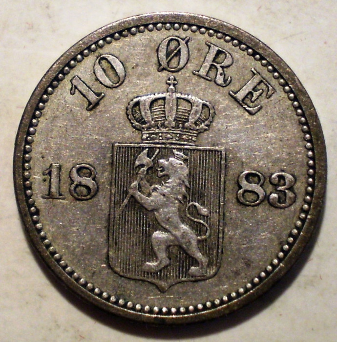 E.009 NORVEGIA 10 ORE 1883 XF ARGINT