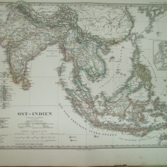 Harta Indiile de Est Gotha Justus Perthes 1867 F. V. Stulpnagel