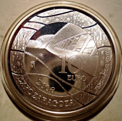 5.296 SPANIA CARLOS I EXPO ZARAGOZA 10 EURO 2008 PROOF ARGINT 27,1g foto