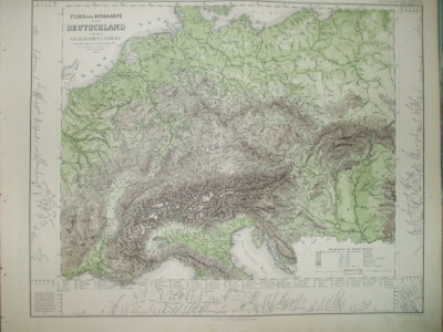 Harta Germania rauri si munti Gotha Justus Perthes 1867 de A. Stieler foto