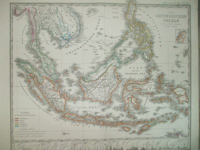 Harta Insulele Indiilor de Est Gotha Justus Perthes 1866 de F. Stulpnagel si H. Berghaus foto