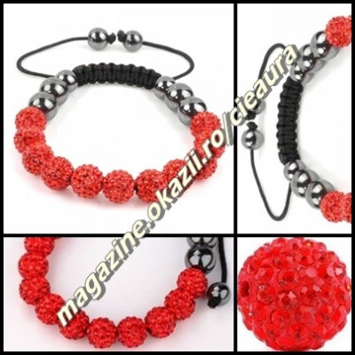 BRATARA SHAMBALLA CORAI / SUN + CUTIE CADOU 9 BILE CRISTALE 8 MAGNETI HEMATIT foto