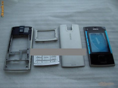 Vand Carcasa Nokia X3 Noua Completa Gri Silver Argintie cu Albastru foto