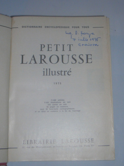 PETIT LAROUSE ILLUSTRE 1975