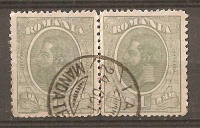 TIMBRE 78, ROMANIA, 1918/19, MOLDOVA, EROARE, 1 LEU, CAROL I, CHENAR INTRERUPT PE LATURA DE JOS; ERORI; PERECHE DE TIMBRE, ECV, ATIPICE, CURIOZITATE foto