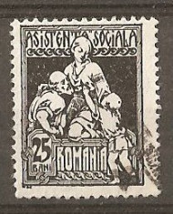 TIMBRE 79, ROMANIA, 1921, ASISTENTA SOCIALA, STAMPILAT; BATRAN, COPIL foto