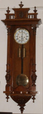 Ceas pendula cu 2 greutati, stil Alt-Deutsch, restaurat, furnir nuc, inaltime =126 cm foto