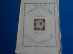 Program meci fotbal UNIVERSITATEA CRAIOVA - INTERNAZIONALE MILANO 01.10.1980 foto