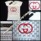 TRICOU ALB IMACULAT DAMA FIRMA BRAND GUCCI BLUZA MALETA ALBA MANECA SCURTA PIETRE CRISTALE SWAROVSKI ROSII VERZI COLECTIE NOUA TRICOURI FEMEI