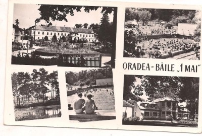 carte postala(ilustrata)-ORADEA -Baile 1 Mai-colaj foto