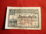 Bancnota 50 Pf. Notgeld Viena 1920 , cal. Buna