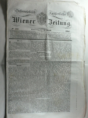 STAMPILA PREFILATELICA PENTRU ZIARE - WIEN 1842 - ZIAR OFICIAL AL IMP. AUSTRIAC foto