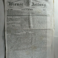 STAMPILA PREFILATELICA PENTRU ZIARE - WIEN 1842 -ZIAR OFICIAL AL IMP. AUSTRIAC