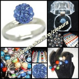 INEL FASHION SHAMBALLA BILA BLEU DESCHIS / LIGHT SAPPHIRE PIETRE CRISTALE SWAROVSKI REGLABIL + CUTIE ELEGANTA CADOU INELE SAMBALA SHAMBALA SAMBALLA