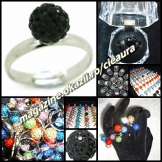 INEL FASHION SHAMBALLA BILA NEGRU INTENS / JET PIETRE CRISTALE SWAROVSKI REGLABIL + CUTIE ELEGANTA CADOU INELE SAMBALA SHAMBALA SAMBALLA RINGS