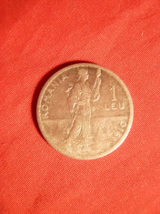 Moneda 1 Leu 1910 muchie rotunda ,argint ,Carol I , cal. Buna-F.Buna foto