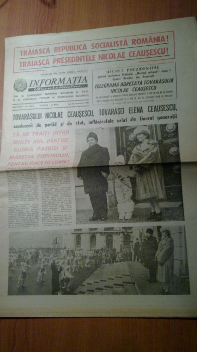 informatia bucurestiului 30 decembrie 1985-38 de ani de republica