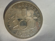 #21 Moneda argint 200 Forint 1992 Ungaria Banca Nationala foto