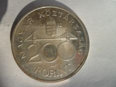 #20 Moneda argint 200 Forint 1992 Ungaria Banca Nationala foto