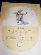 CARTE DE COPII,VECHE ,POVESTI si POVESTIRI de M.GORKI,1957,FORMAT MEDIU foto