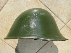 CASCA MILITARA ROMANEASCA MODEL OLANDEZ WW2 INTERIOR STOCK foto