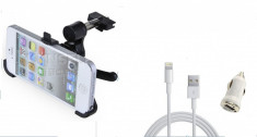 suport auto IPHONE 5 5g 5s pt grila ventilatie + cablu USB + incarcator foto