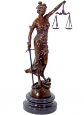 JUSTITIA DIN BRONZ PE SOCLU DE MARMURA BT523 foto