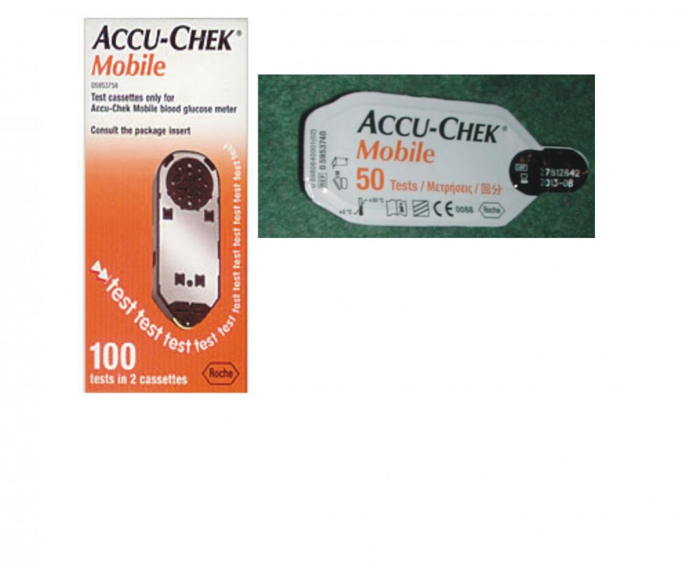 OFERTA !! 89 lei = caseta 50 Teste - Rezerve glicemie glucometru Accu Chek  Mobile - val.2014 | arhiva Okazii.ro