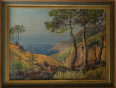 Oferta 2 + 1 GRATIS! &amp;quot;DIMINEATA DE VARA IN COSTA BRAVA&amp;quot; - G.W.HILL, pictura / tablou in ulei/ panza (66 x 84,5 cm) foto